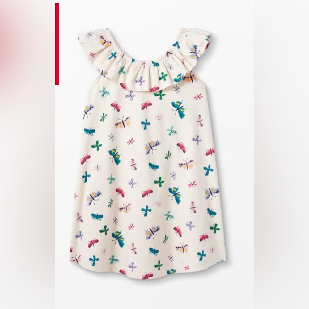 Hanna Andersson Girl’s Butterfly Ruffle Neck Swing Dress Size 100/4